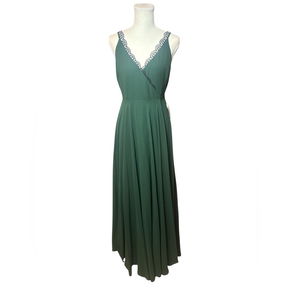 Jenny Yoo James Forest Green Chiffon Bridesmaid Gown‎ Size 2 NWT - Picture 1 of 14